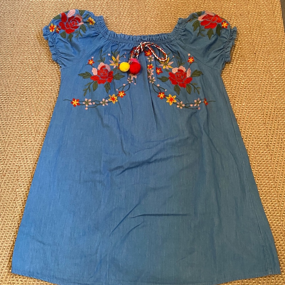 GIRLS EMBROIDERED COTTON DRESS SIZE 10